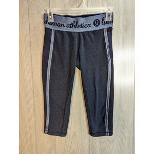 Lululemon Black Gray Inner Essence Crop Pants Capri Size 4 Cotton Blend